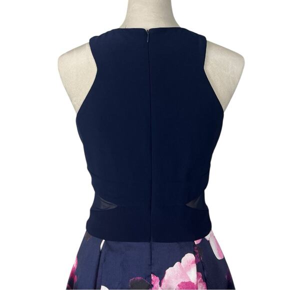 Xscape Ballgown Formal Dress Halter Neck High Low Blue Pink Floral Women Size 8 - Picture 10 of 15